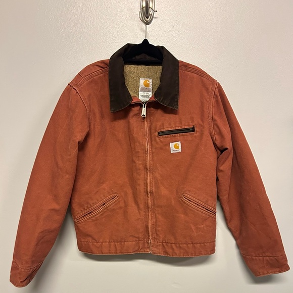 Carhartt Detroit Jacket Womens Medium WJ097 VRS Sherpa Lined Salmon Pink Rose - Picture 1 of 9